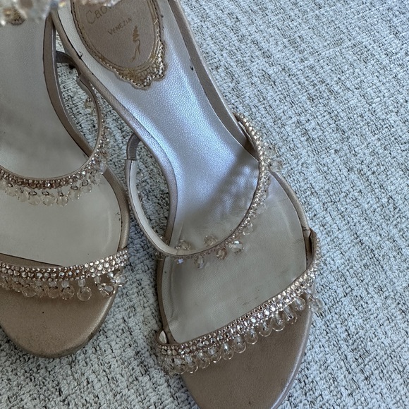 Rene Caovilla- Chandelier Embellished Leather Wrap Sandals - Picture 11 of 11